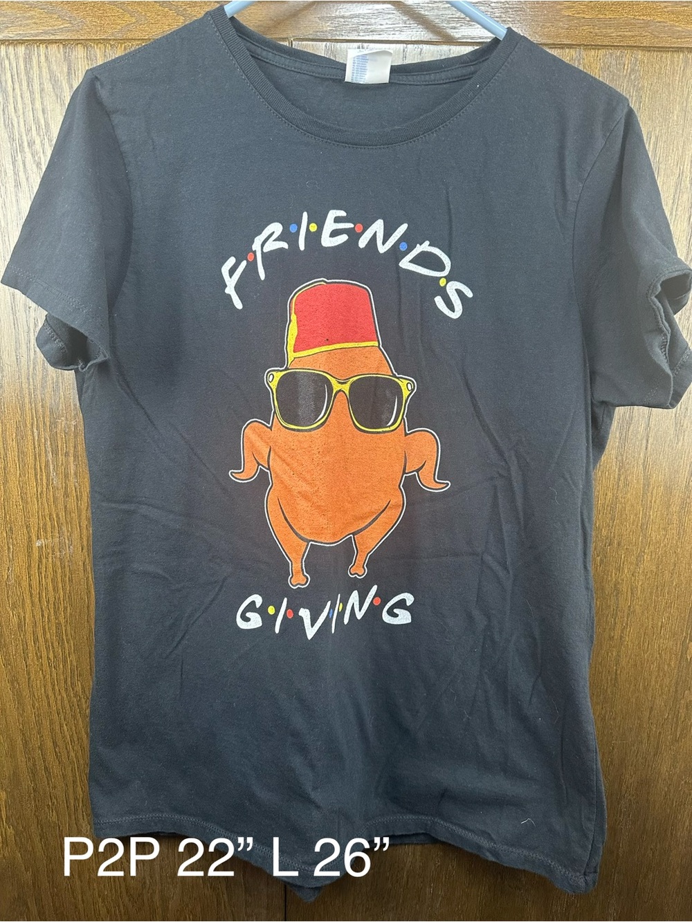 Port and Company Black 'Friends Giving' Graphic Tee with Orange Turkey
